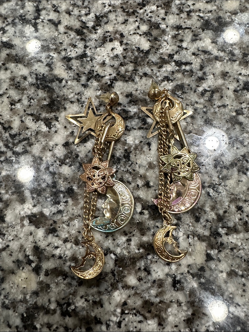 Gold-Tone Celestial Sun & Moon Drop Earrings - Women Jewelry